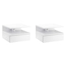 White Floating Bedside Cabinet with Drawer and Shelf, Wall Mounted Nightstand