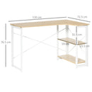 Oak Tone L-Shaped Folding Corner Desk with Storage Shelf