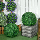 Set of 2 Green Artificial Boxwood Topiary Balls, 40cm - Indoor/Outdoor Hanging Decor