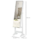 White Standing Mirror Jewelry Cabinet