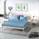 White Square Bedside Table Set with Drawer and Shelf