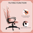 Pink Gaming Chair with Lumbar Support and Swivel Wheels
