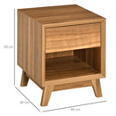 Modern Walnut Brown Bedside Table with Drawer and Shelf