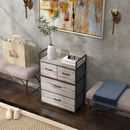Grey Wood Effect Rustic 4-Drawer Fabric Chest