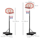 Adjustable Height Portable Basketball Stand with Sturdy Rim and Large Wheels - Blue