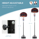 Black Portable Outdoor Basketball Hoop Stand - Adjustable Height 210-260 cm
