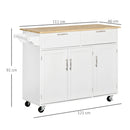 White Kitchen Island Cart with Storage Drawers and Cabinets