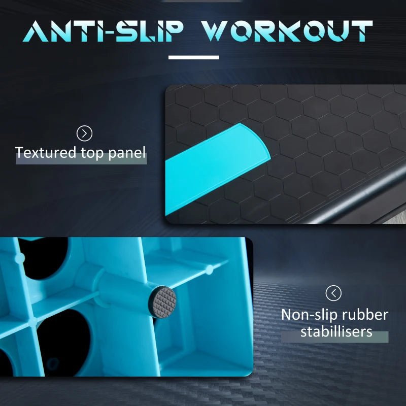 Adjustable Aerobic Step Board Set, 3 Heights, Nonslip Exercise Steppers