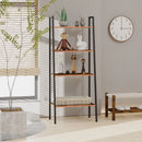 4-Tier Vintage Ladder Shelf Bookcase - Black/Brown Wood Storage Rack