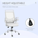 White Mesh Office Chair with Flip-up Armrests and Lumbar Support