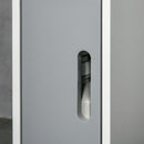 Grey Tall Bathroom Storage Cabinet with Open Shelves and Cupboards