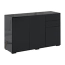 Black High Gloss Sideboard with Push-Open Design and 2 Drawers