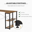 Rustic Brown L-Shaped Corner Desk with Bookshelf - Home Office Workstation