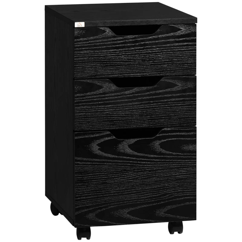 Black 3-Drawer Rolling Storage Cabinet for Home Office