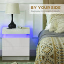 White High Gloss LED Bedside Table with 2 Drawers
