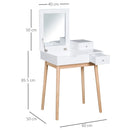 White Flip-Up Mirror Dressing Table Desk with 2 Drawers