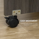 Grey Folding Dining Table with Storage Drawers and Wheels