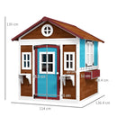 Kids Wooden Playhouse with Doors, Windows, Planters - Dark Brown