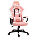 Pink Gaming Chair with Lumbar Support and Swivel Wheels