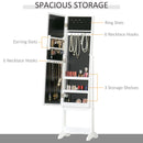 White LED Mirrored Jewelry Cabinet Armoire