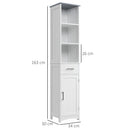 White Tall Bathroom Storage Cabinet with 3 Tier Shelf & Drawer