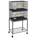 Black Two-Tier Bird Cage with Stand for Small Birds