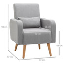 Grey Linen Armchair with Wooden Frame