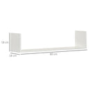 White Wooden U-Shaped Floating Shelves Set - Wall Mounted Storage Display