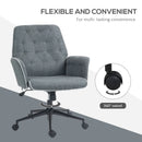 Dark Grey Linen Swivel Computer Chair with Armrest & Adjustable Height