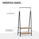 Black Metal Clothes Rack with 2 Tier Shelves, 64 x 42.5 x 149 cm