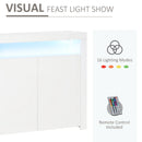 White LED Storage Cabinet with RGB Lighting, High Gloss Front - Modern Sideboard
