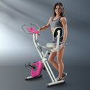White Folding Magnetic Exercise Bike with Backrest and Tablet Holder