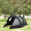 Black 3-4 Person Tunnel Camping Tent with Windows and Covers