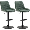 Green Retro Adjustable Bar Stools Set of 2 with Swivel Seat