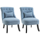 Blue Fabric Tub Chairs with Solid Wood Legs, Set of 2