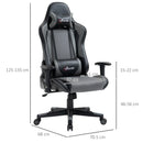 Grey Racing Gaming Chair with Headrest and Lumbar Support