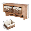Brown Wall Mounted Coat Rack Shelf with Baskets and Hooks