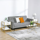 White and Gold Modern Bedside Tables with Drawer Shelf, Set of 2