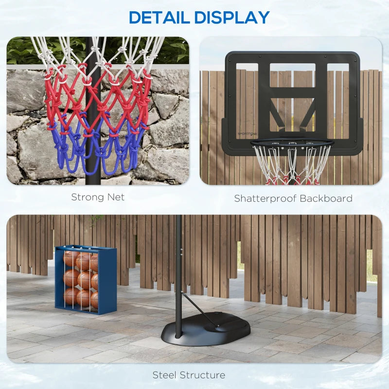 Adjustable Freestanding Basketball Hoop - Black, 167-228cm