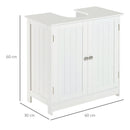 White Under Sink Bathroom Storage Cabinet - 2 Tier Wooden Vanity Unit