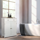 White Bathroom Storage Cabinet with Drawers and Adjustable Shelf