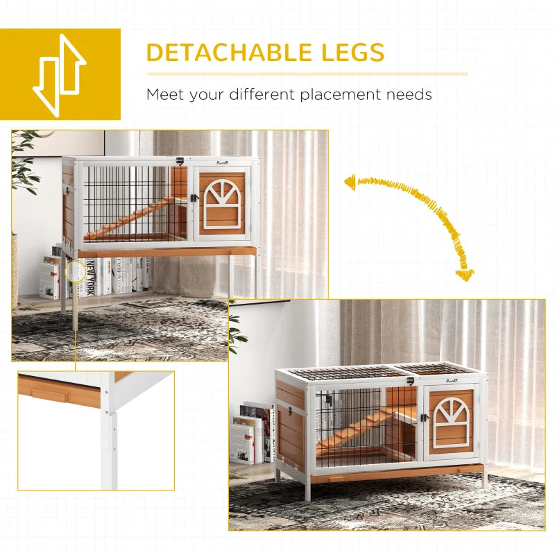 Wooden Small Pet Hutch with Removable Tray and Openable Roof - Natural