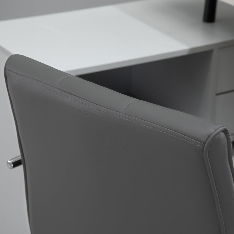 Grey PU Leather Office Desk Chair with Swivel Wheels