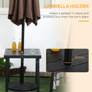 Black Steel Patio Side Table with Umbrella Hole