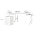 White L-Shaped Home Office Desk with Storage Drawer - Industrial Style Corner Workstation