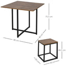 Brown Industrial Dining Set with Square Table and Chairs