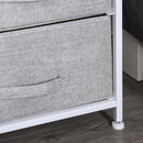 Grey 5-Drawer Linen Basket Storage Unit with Shelf - Metal Frame, Adjustable Feet