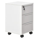 Black 3-Drawer Locking File Cabinet on Wheels for Home Office