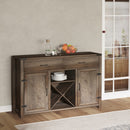 Bronze-Tone Rustic Style Side Cabinet with 2 Drawers & Cupboards - 140x39x58 cm