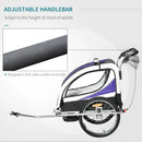 Child Bike Trailer Purple 360° Rotatable for 2 Kids Steel Frame LED Hitch